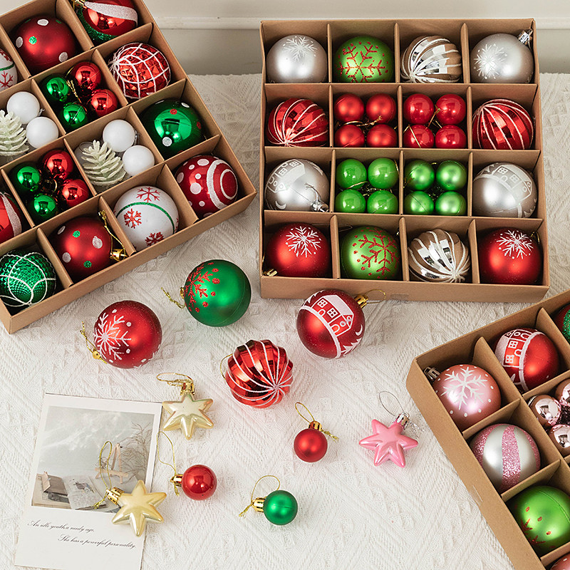 圣诞节装饰品圣诞球多多包盒装圣诞树挂件珠光磨砂彩绘球场景布置,淘宝优惠券,粉丝福利购,淘宝优惠卷