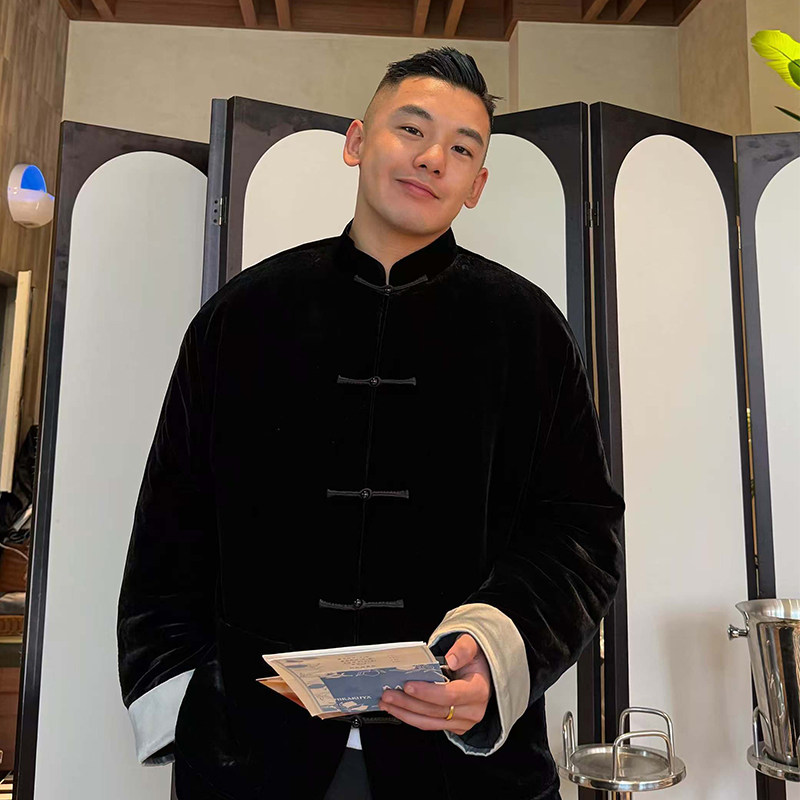 墨玉真丝版*三重门夹克唐装复古商务中式立领长袖外套男装爸爸装,淘宝优惠券,粉丝福利购,淘宝优惠卷