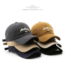 Kolin Saren retro female washed cotton letters Embroidered Duck Tongue Cap Outdoor Male Sunscreen Sunscreen Baseball Cap Tide