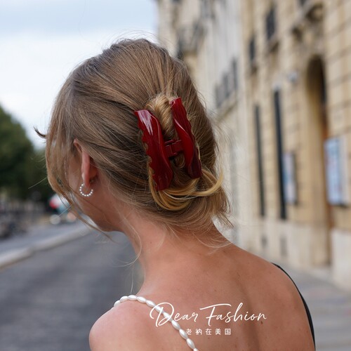 现货章小蕙推荐Camila Paris/卡蜜拉法国盘发夹紫红色抓夹9.5CM - 图0