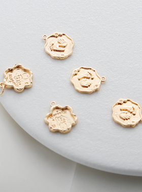 保色15mm花朵吊坠牌diy配件