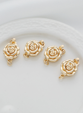 14k包金保色玫瑰花朵插棒扣diy