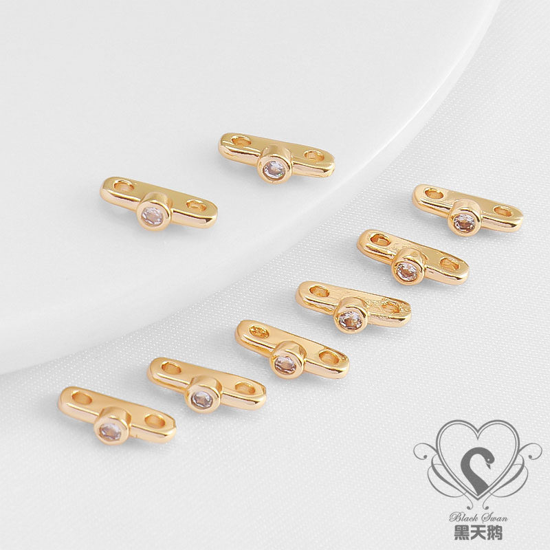 14K包金保色双孔7mm排扣双线隔片镶嵌锆石diy饰品手链项链,淘宝优惠券,粉丝福利购,淘宝优惠卷