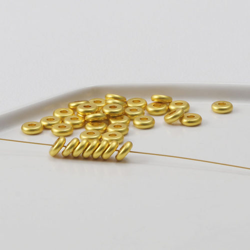 18k包金保色沙金哑光隔片平片4mm/5mm/6mm扁片珠diy饰品散珠 50颗 - 图0