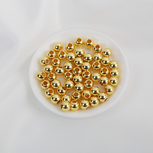 18K包金珠DIY手链保色圆珠镀K金散珠2/3/4/5/6MM（100颗一份） - 图2