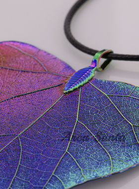 原创设计风爱心形树叶子短款吊坠