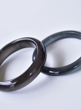 显手白正品细款黑灰猫眼石手镯时尚水晶镯