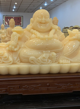 大型黄玉弥勒佛笑佛玉雕件定制