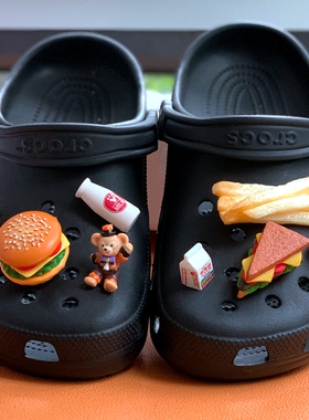 crocs鞋花洞洞书包汉堡薯条