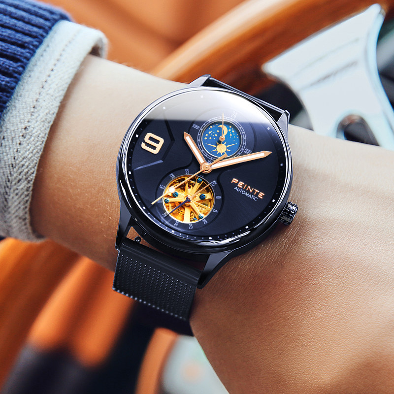 新款正品镂空陀飞轮全自动名机械表 佩恩特手表国产腕表