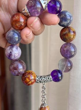 天然水晶手链设计款手串紫云母紫水晶战国南红生日礼物女礼品饰品