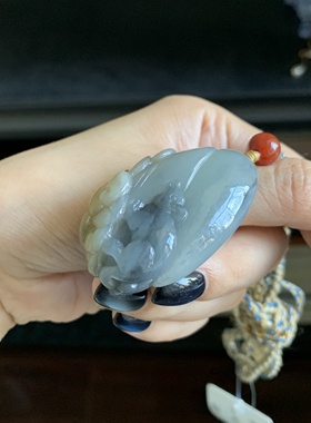 毛毛的翠/M 10661/和田玉青花糖玉金钱鼠挂件//350