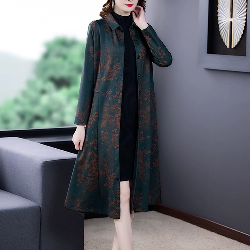 Плащ для матери, куртка, осенний лонгслив, коллекция 2021, для среднего возраста, большой размер