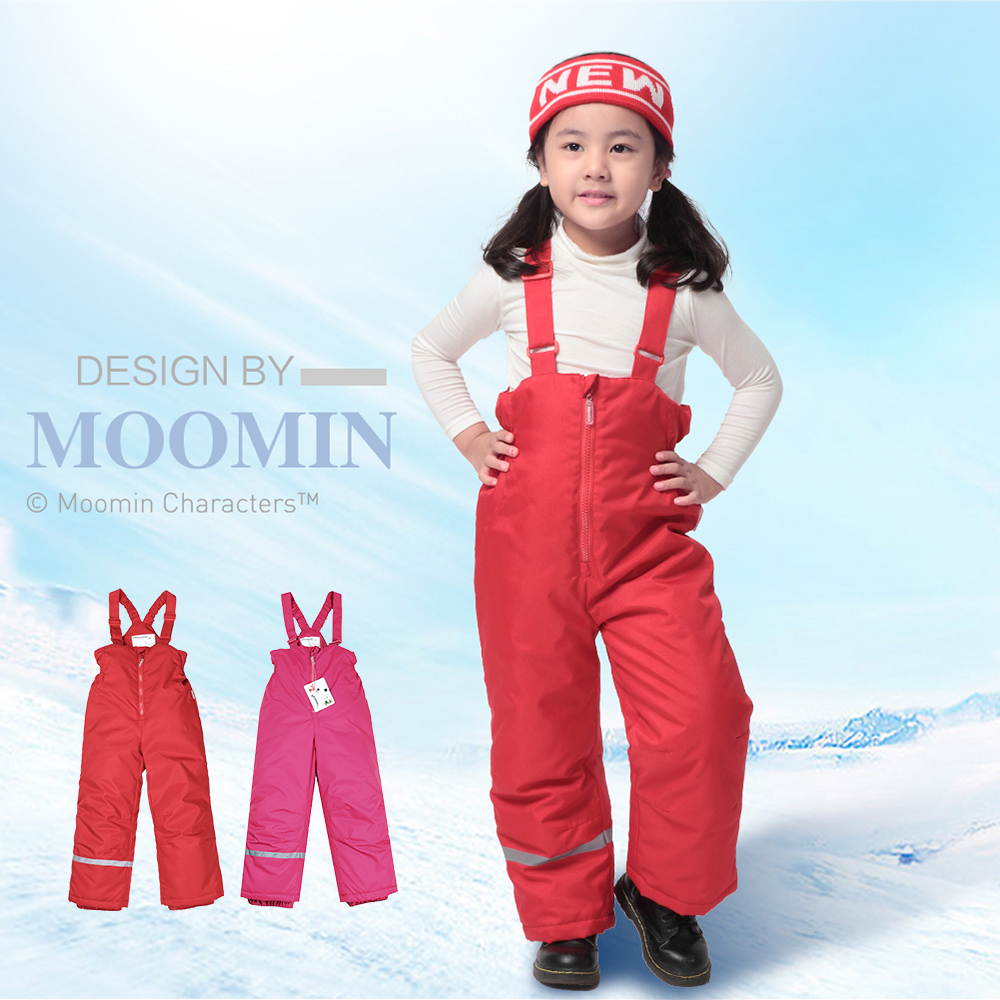 Moomin姆明童裝兒童滑雪褲加厚揹帶褲衝鋒褲女童冬棉褲子防風防水