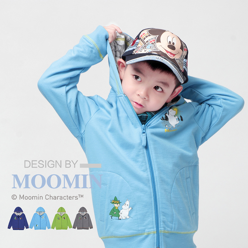 Moomin姆明童裝芬蘭春秋新男兒童純棉外套衛衣加厚拉絨拉鍊衫連帽