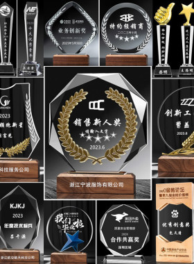 五角星水晶奖杯定刻字活动纪念