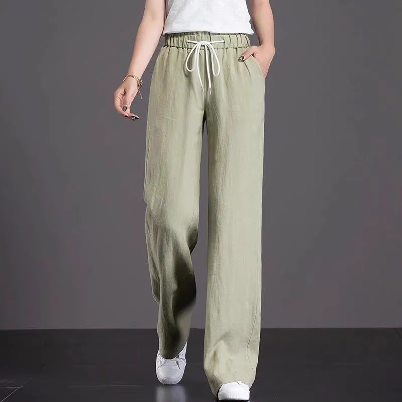 棉麻阔腿裤大码夏季女装新款九分垂感大脚休闲裤女直筒宽松裤子女 - 图1