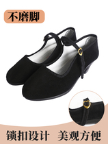 Speed Hair Dance Black Heel Shoes Folk Dance Shoes Seedlings Song Shoes Girl High Heel Tibetan Black Cloth Shoes Folk with Women