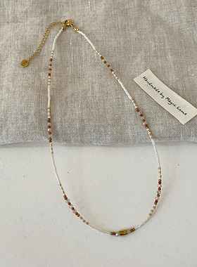 波西米亚民族风复古天然石串珠项链女小众精致时尚百搭颈链锁骨链