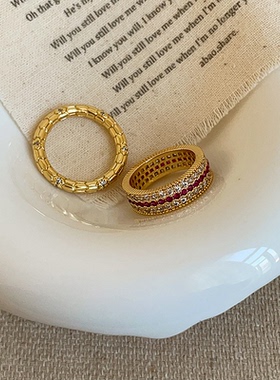 古法重工轻奢满钻戒指女小众高级感个性时尚精致通勤百搭指环戒子