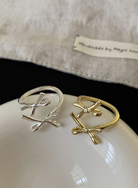 法式温柔设计感蝴蝶结开口戒指