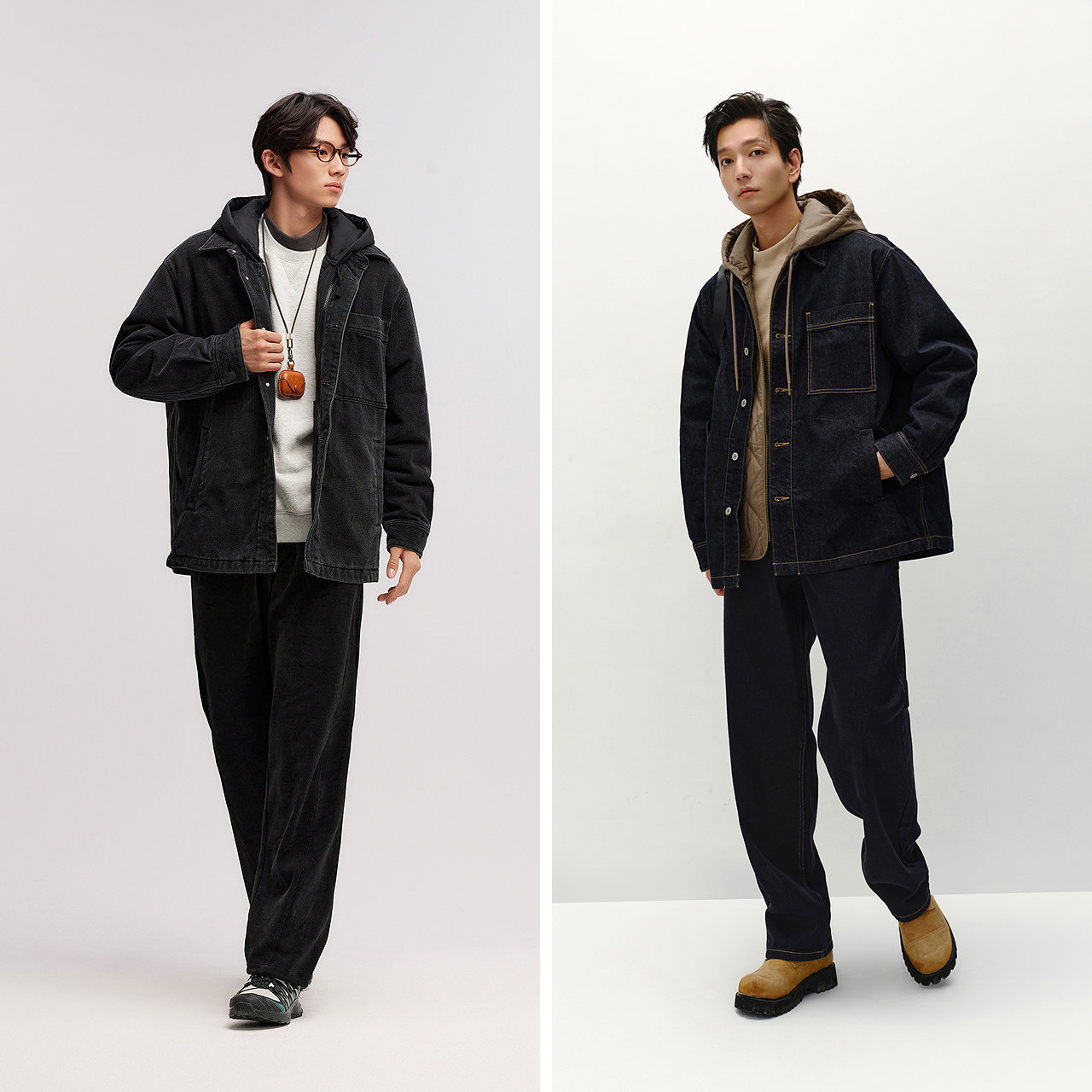 [商场同款]森马棉服男牛仔外套冬季新款两件套薄防水oversize个性,淘宝优惠券,粉丝福利购,淘宝优惠卷