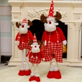 Рождественские украшения, выдвижной рождественский олень, рождественские подарочные украшения, елка, окно, расположение сцены, украшения в виде лося