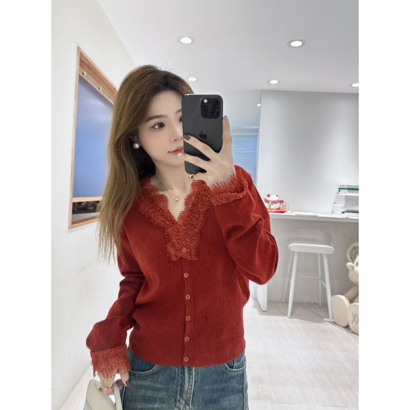 安迪绒 睫毛蕾丝 V领蕾丝针织打底衫毛衣女12010,淘宝优惠券,粉丝福利购,淘宝优惠卷