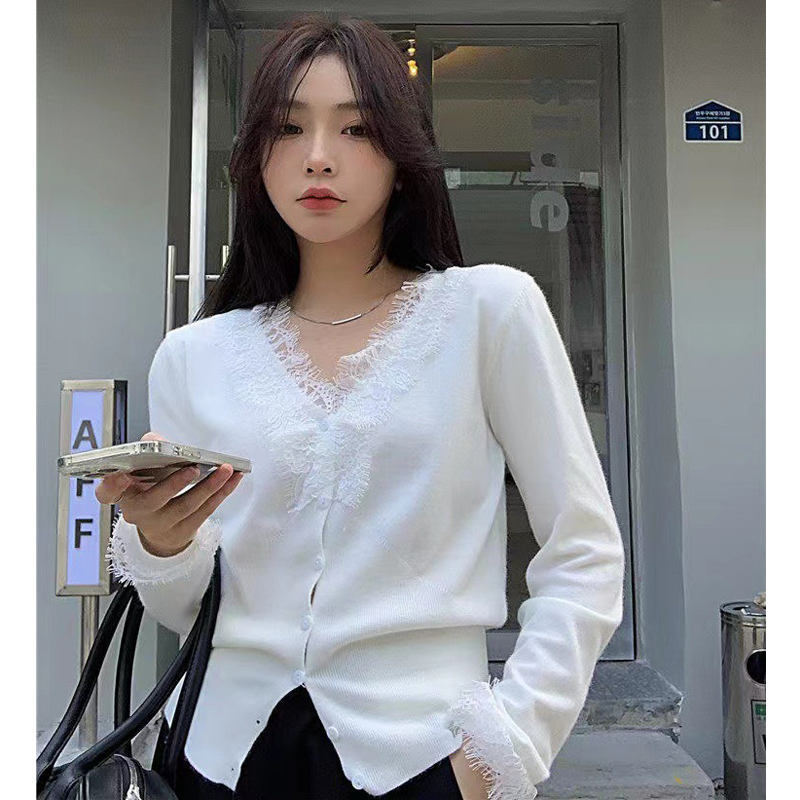 安迪绒 睫毛蕾丝 V领蕾丝针织打底衫毛衣女12010,淘宝优惠券,粉丝福利购,淘宝优惠卷