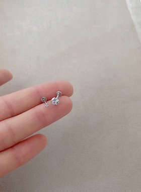 钢内牙拧扣穿刺隐形水钻女耳骨钉