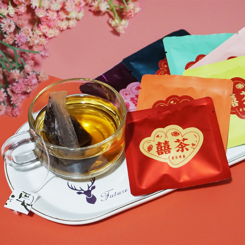 新茶喜囍茶结婚回礼伴手礼小包装袋泡茶桂花九曲红梅玫瑰龙井红茶-图0