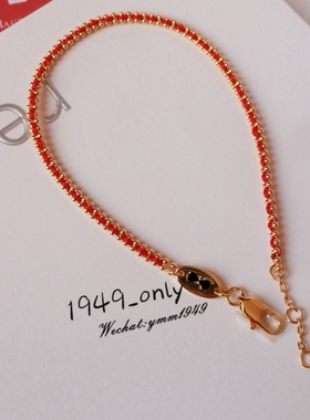 925纯银镀18k编织款红绳手链