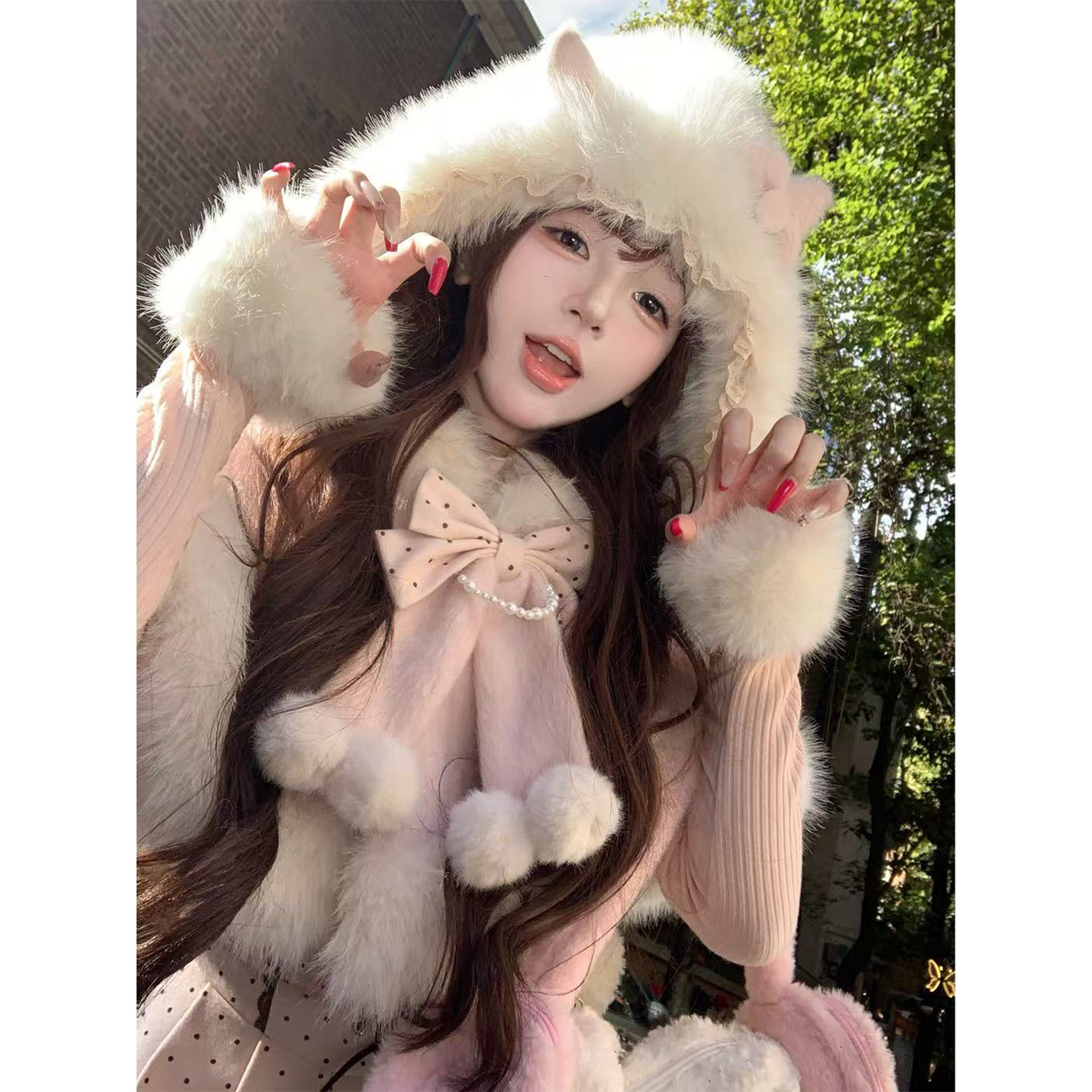 【瑞茜】奶糖K**T 冬季限定氛围时尚套装连衣裙斗篷 R7124-1V,淘宝优惠券,粉丝福利购,淘宝优惠卷