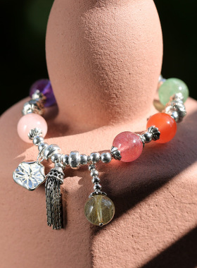 天然多宝水晶手链s925银手串