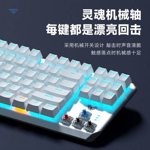 狼蛛3087机械键盘鼠标套装青红茶轴87键游戏电竞有线电脑笔记本 - 图0