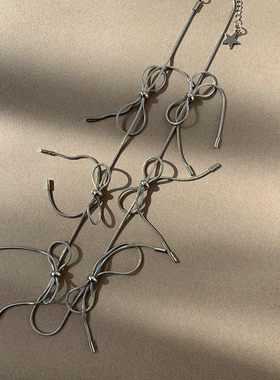 铜镀金蛇骨链中性蝴蝶结项链甜酷