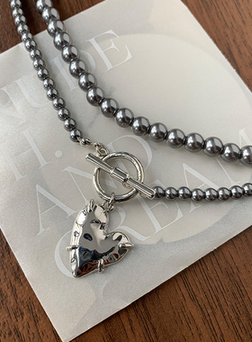 铜镀白金珍珠链女渐变珍珠项链