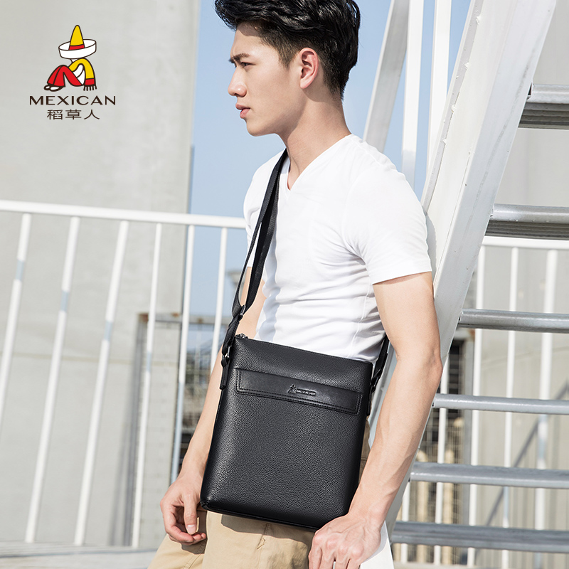 稻草人单肩包男商务真皮男士包包 mexican稻草人智上男士包袋