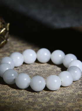 圆珠手串青花籽料和田玉