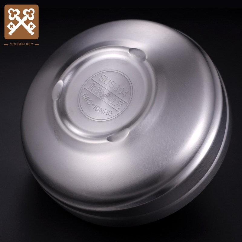 金钥匙加厚304不锈钢碗家用拉面碗成人饭碗儿童碗隔热大碗防烫