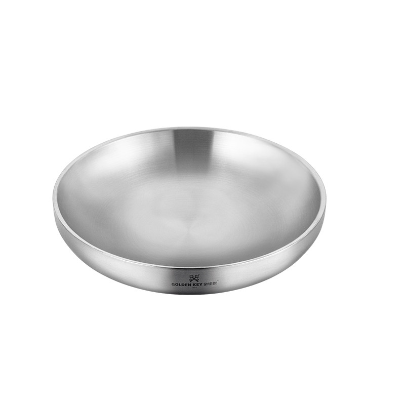 金钥匙304不锈钢盘家用双层菜盘深盘餐具圆盘凉拌菜盘意面盘子,淘宝优惠券,粉丝福利购,淘宝优惠卷