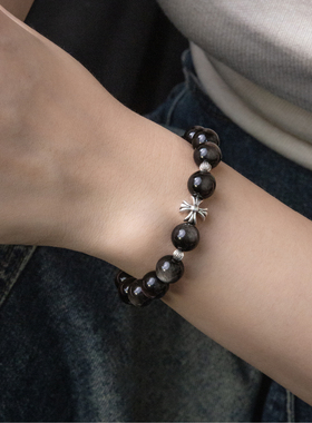 天然黑曜石手链女款情侣送礼物