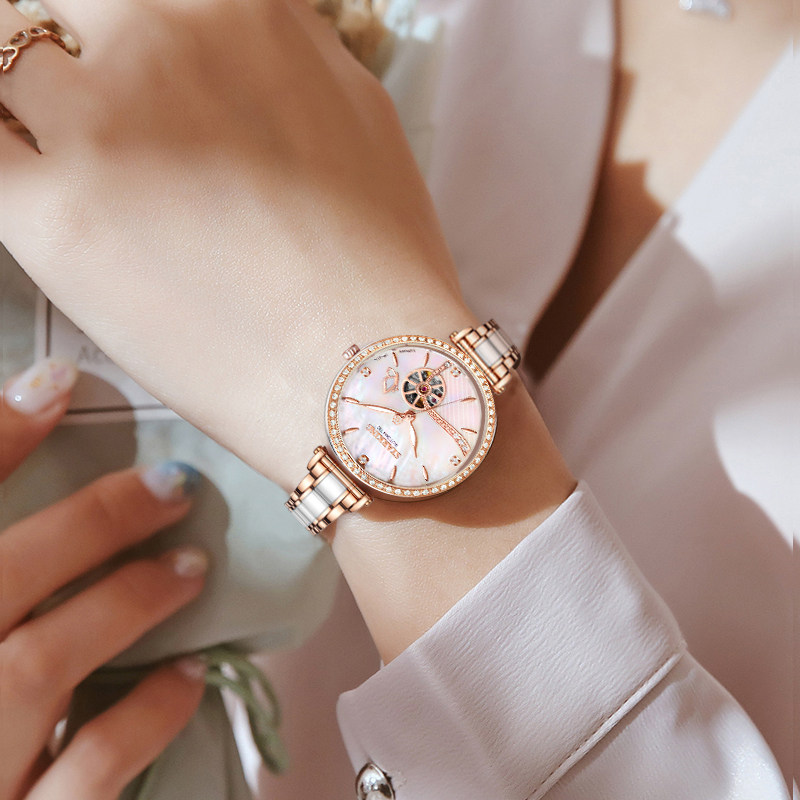 正品牌陶瓷夜光全自动女士机械表 starking国产腕表