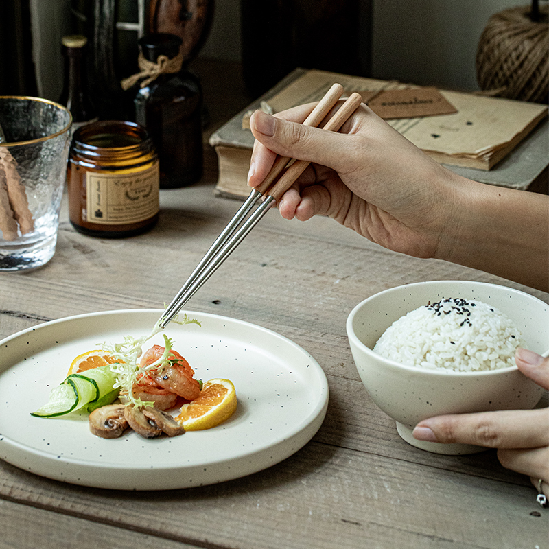 巷子尾〖复古木柄筷叉勺〗榉木不锈钢餐具饭勺西餐甜品长柄勺商用,淘宝优惠券,粉丝福利购,淘宝优惠卷