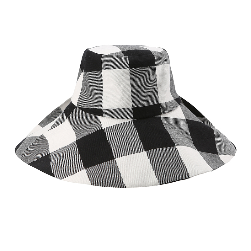 特价 1ndwell新款设计感黑白格纹大帽檐渔夫帽2022 D2Y Boutique-图2