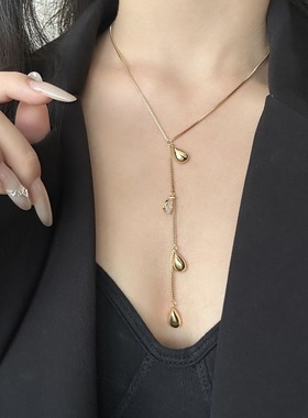 雨滴项链简约通勤高级感项链时尚气质金属锁骨链复古气质轻奢