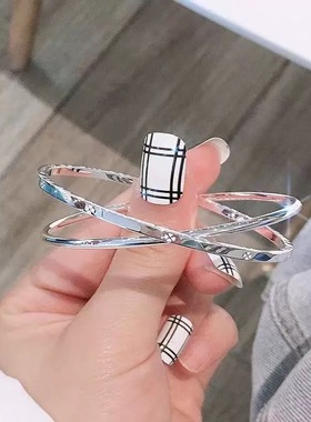 小红书双环四叶草手镯百搭镯子铜镀银三生三世手环小众七夕礼物