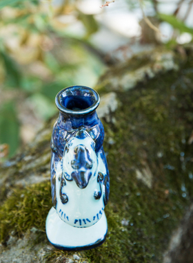 民国手绘青花神兽水滴古董古玩