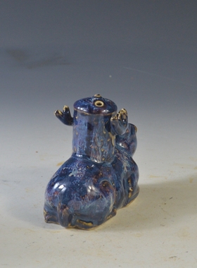 仿古瓷器 复古民国风格 蓝釉神兽砚滴 水滴 古董古玩老货旧货文房