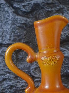 清乾隆黄釉摆件古董古玩